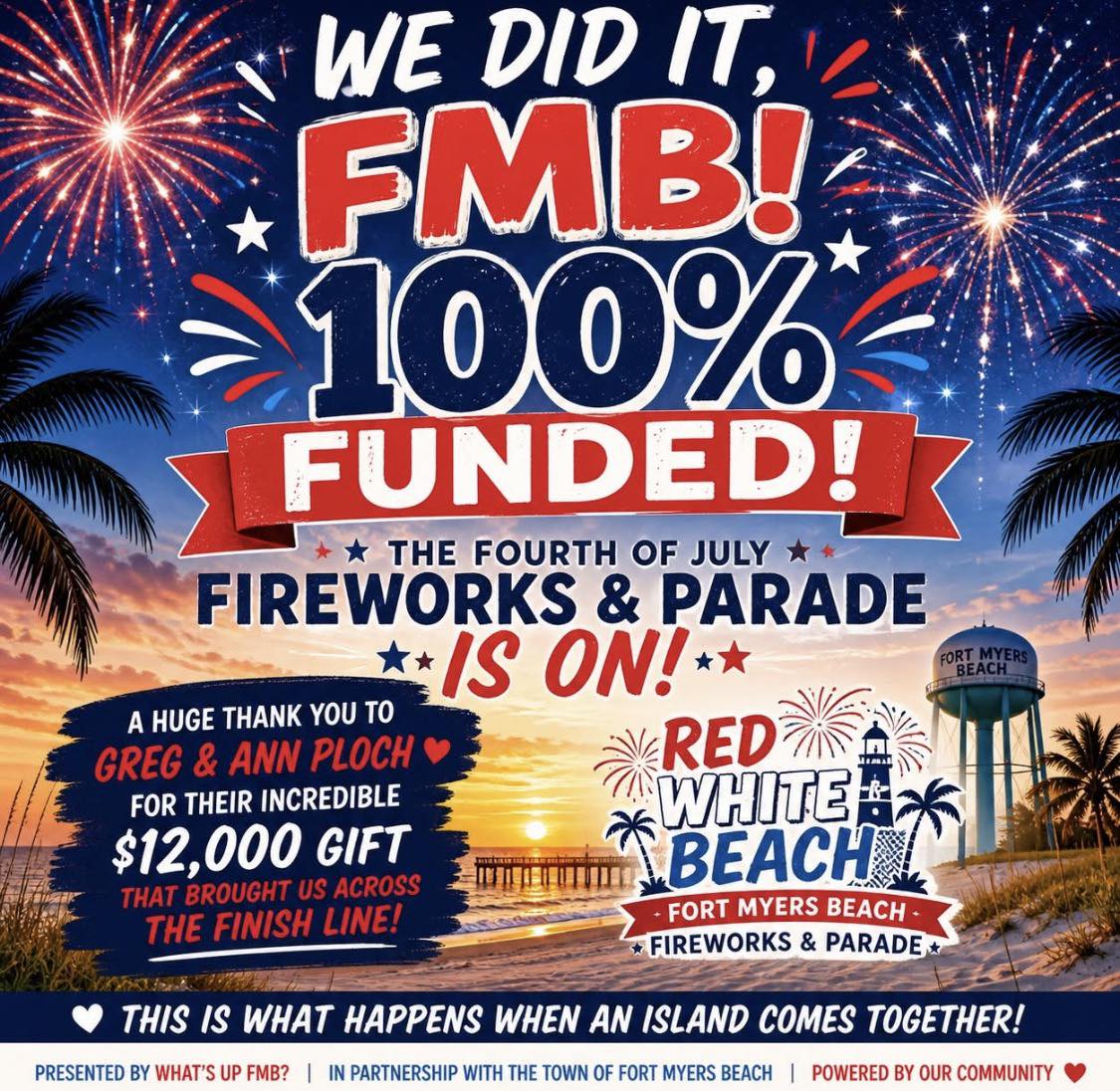 FMB 100% Funded — Fourth of July Fireworks & Parade is on